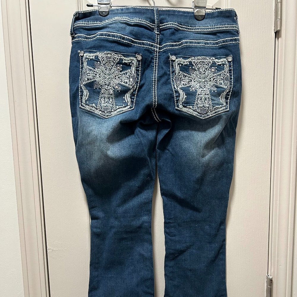 Like New- Apt. 9 - Boot Cut Jeans- Size 8- Embroidered + Rhinestones